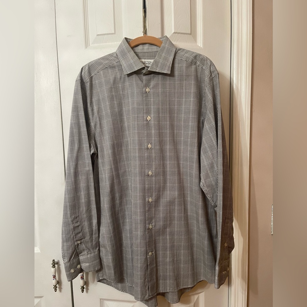 Michael Strahan Long Sleeve Wrinkle Free Stretch Dress Shirt Size 16.5 34/35